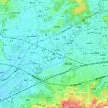 橘町の地形図、標高、地勢