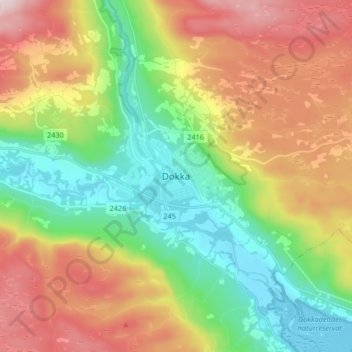 Dokkaの地形図、標高、地勢