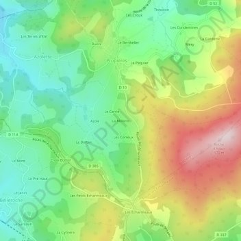 La Molièreの地形図、標高、地勢