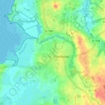 Les Ormeletsの地形図、標高、地勢