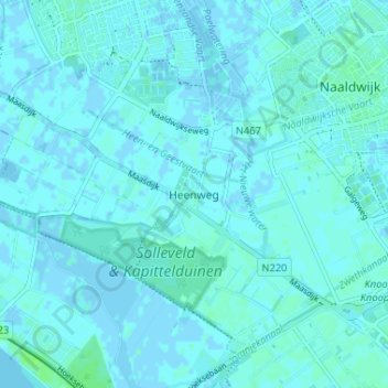 Heenwegの地形図、標高、地勢