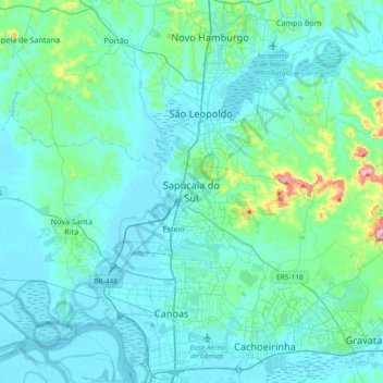 Sapucaia do Sulの地形図、標高、地勢