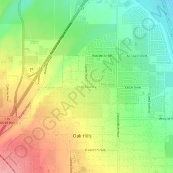 High Countryの地形図、標高、地勢