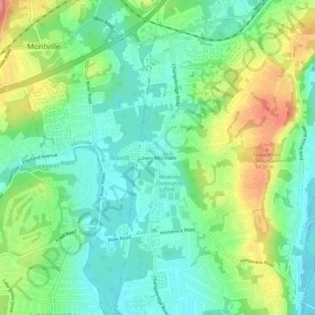 Lower Montvilleの地形図、標高、地勢