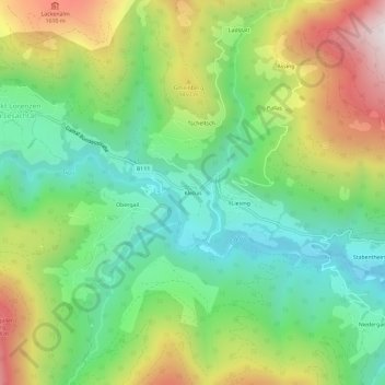 Klebasの地形図、標高、地勢
