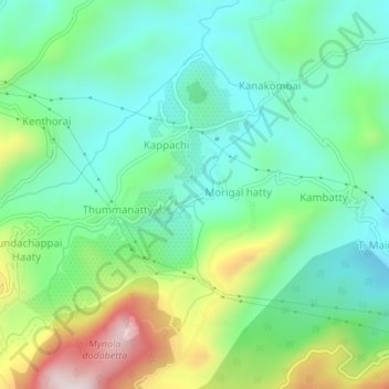 Thummandaの地形図、標高、地勢