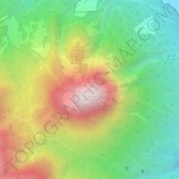 Gunung Pandermanの地形図、標高、地勢
