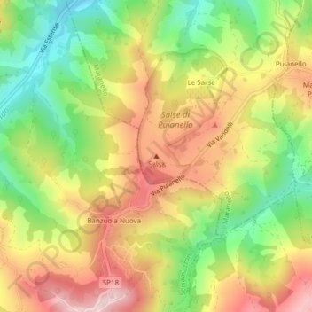 Salsaの地形図、標高、地勢