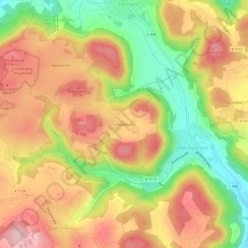 Geyerbadの地形図、標高、地勢