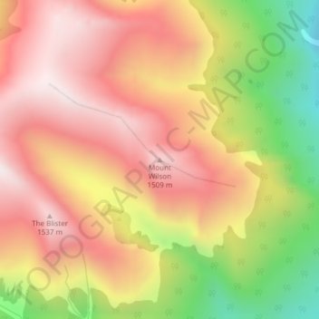 Mt Wilsonの地形図、標高、地勢