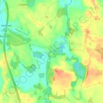 Depenauの地形図、標高、地勢
