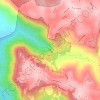 Kondalilla Fallsの地形図、標高、地勢