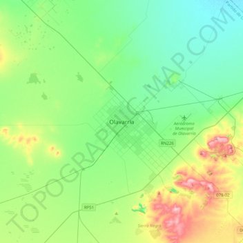 Olavarríaの地形図、標高、地勢