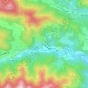 La Teyreの地形図、標高、地勢