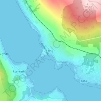 Rhuの地形図、標高、地勢