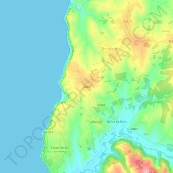 Talefeの地形図、標高、地勢