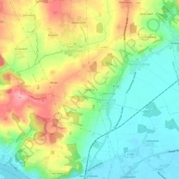 Wagingの地形図、標高、地勢
