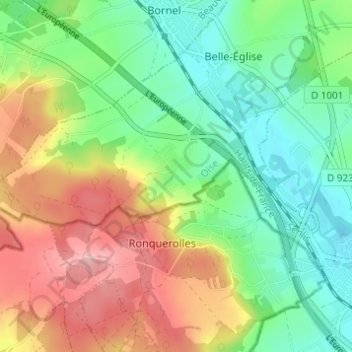 Gandicourtの地形図、標高、地勢