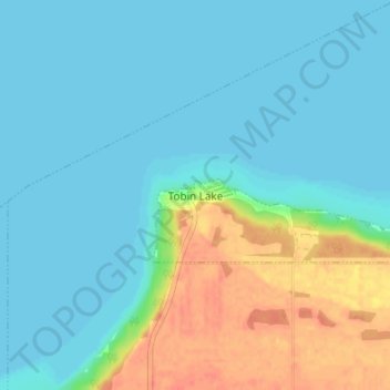 Tobin Lakeの地形図、標高、地勢