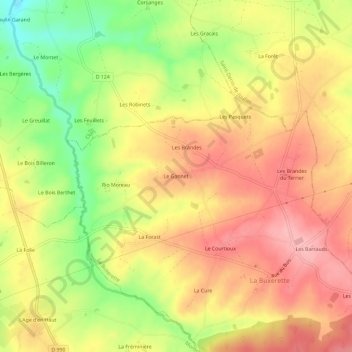 Le Gannetの地形図、標高、地勢