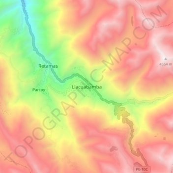 Llacuabambaの地形図、標高、地勢