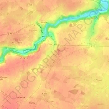 La Maynieの地形図、標高、地勢