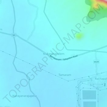 Makavarapalemの地形図、標高、地勢