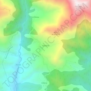 Castanesaの地形図、標高、地勢