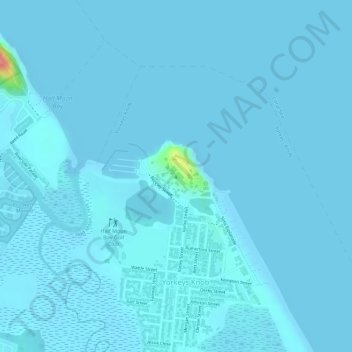 Yorkeys Knobの地形図、標高、地勢