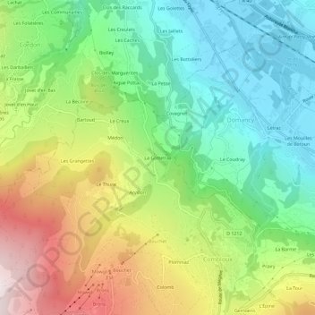 La Gottettazの地形図、標高、地勢