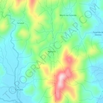 Mendesの地形図、標高、地勢