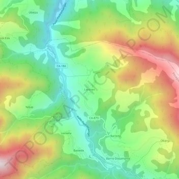 Leronesの地形図、標高、地勢