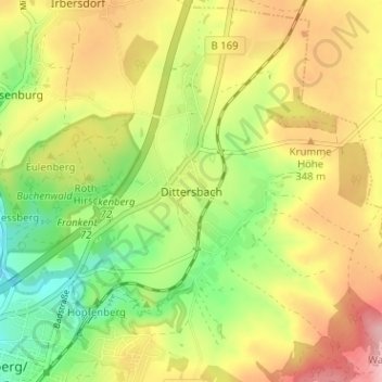 Dittersbachの地形図、標高、地勢