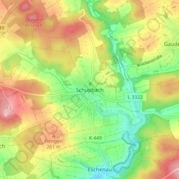 Schupbachの地形図、標高、地勢