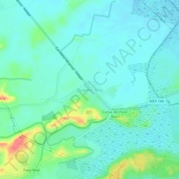 Puente Julaの地形図、標高、地勢