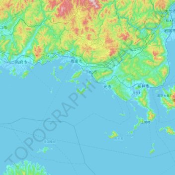 笠戸島の地形図、標高、地勢