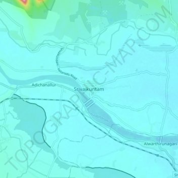 Srivaikuntamの地形図、標高、地勢