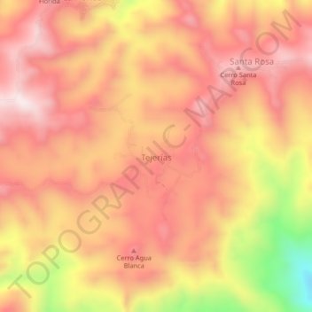 Tejeríasの地形図、標高、地勢