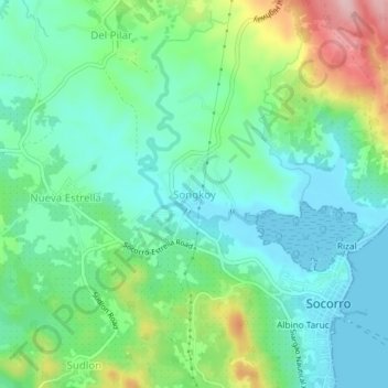 Songkoyの地形図、標高、地勢