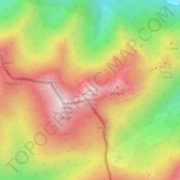 Pico los Raxosの地形図、標高、地勢