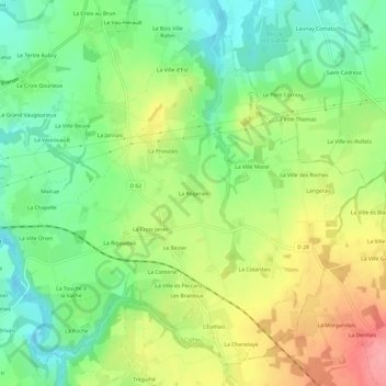 La Rogeraisの地形図、標高、地勢
