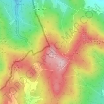 Mandelsteinの地形図、標高、地勢