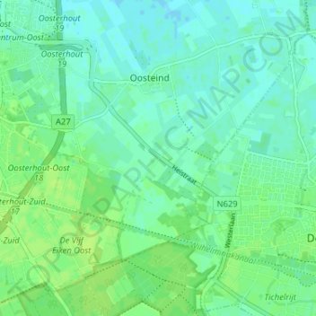 Hoogendijkの地形図、標高、地勢