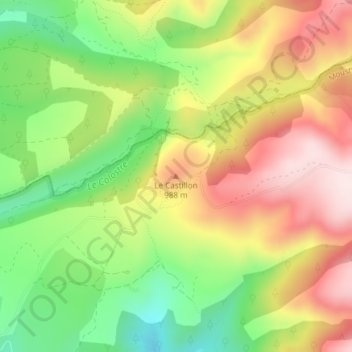 Le Castillonの地形図、標高、地勢