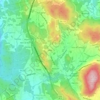 Fafiãoの地形図、標高、地勢