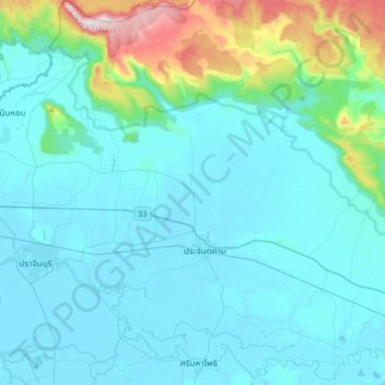 Pho Ngamの地形図、標高、地勢