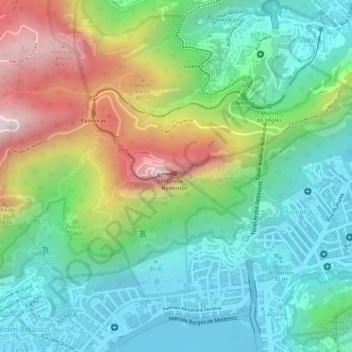Corcovadoの地形図、標高、地勢