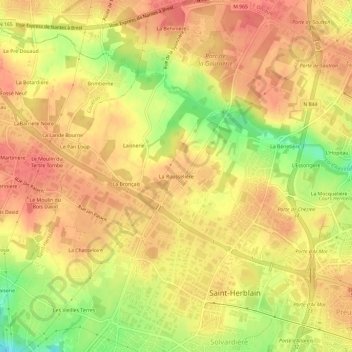 La Rousselièreの地形図、標高、地勢