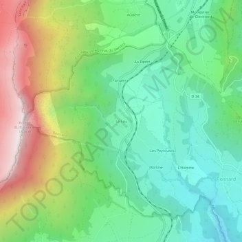 Le Fauの地形図、標高、地勢