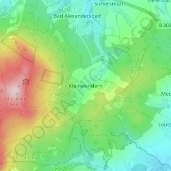 Kleinwendernの地形図、標高、地勢